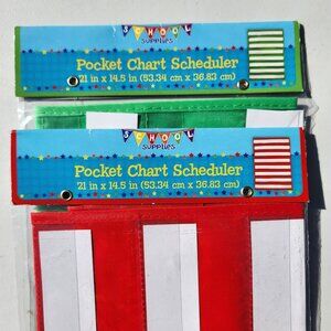 2X Pocket Chart Scheduler Classroom School Supplies Bundle Homeschool Organizer